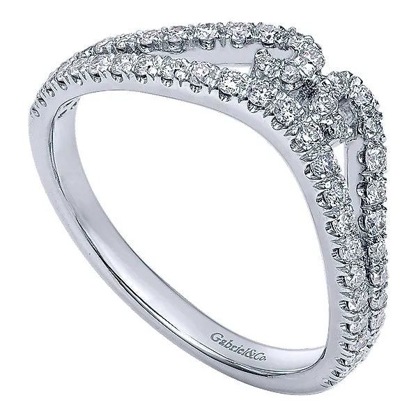 14k White Gold Contemporary Curved Anniversary Band