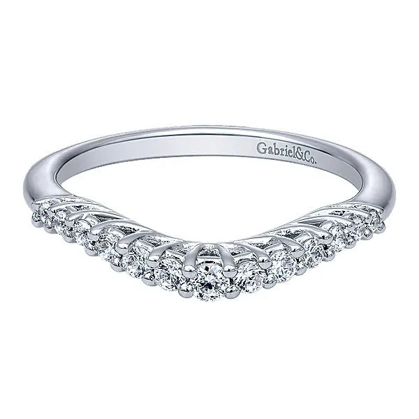 14k White Gold Contemporary Curved Anniversary Band