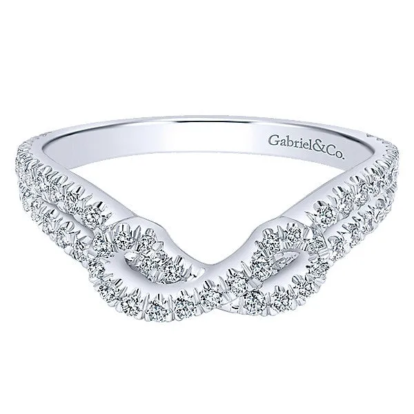 14k White Gold Contemporary Curved Anniversary Band
