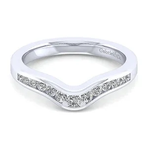 14k White Gold Contemporary Curved Anniversary Band