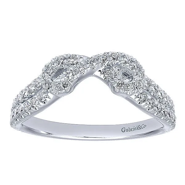 14k White Gold Contemporary Curved Anniversary Band