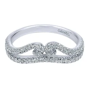 14k White Gold Contemporary Curved Anniversary Band