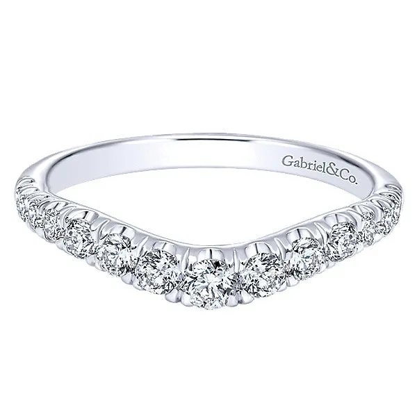 14k White Gold Contemporary Curved Anniversary Band