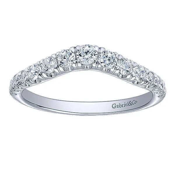 14k White Gold Contemporary Curved Anniversary Band
