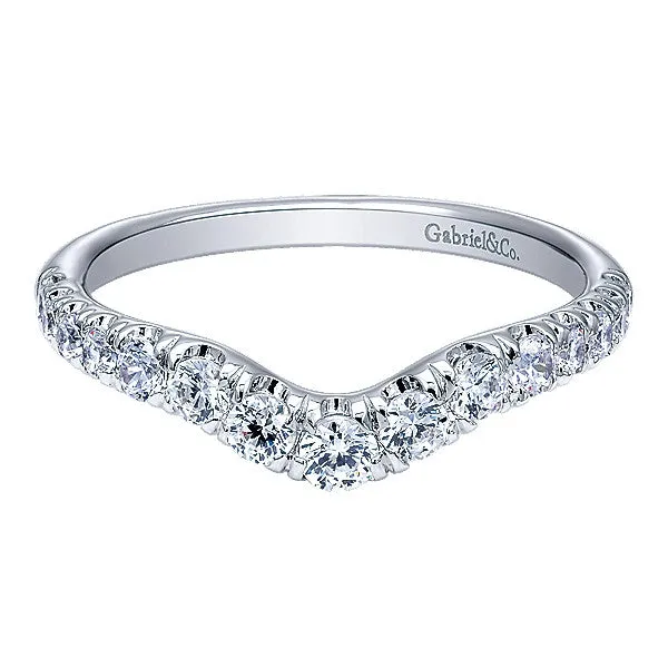 14k White Gold Contemporary Curved Anniversary Band