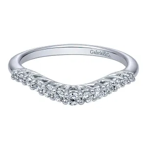 14k White Gold Contemporary Curved Anniversary Band