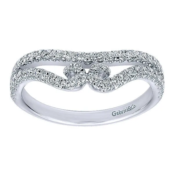 14k White Gold Contemporary Curved Anniversary Band