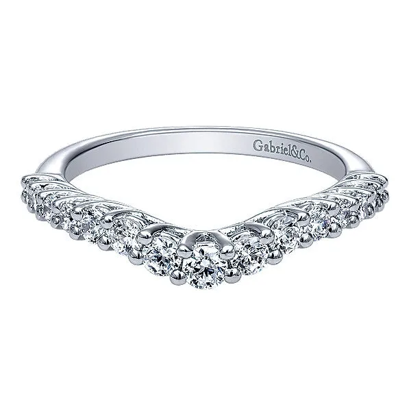 14k White Gold Contemporary Curved Anniversary Band