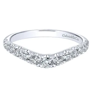 14k White Gold Contemporary Curved Anniversary Band