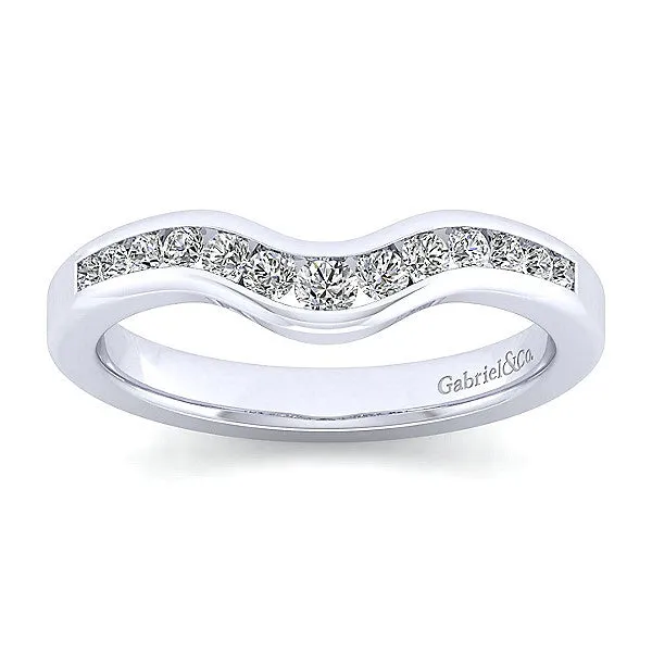 14k White Gold Contemporary Curved Anniversary Band