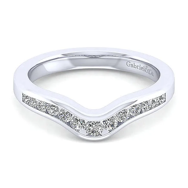 14k White Gold Contemporary Curved Anniversary Band