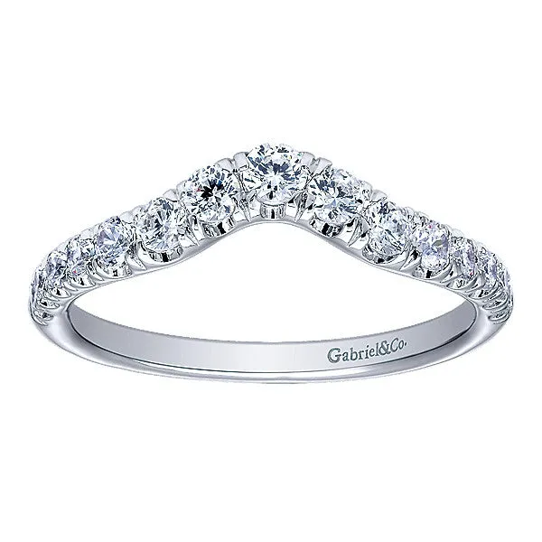14k White Gold Contemporary Curved Anniversary Band
