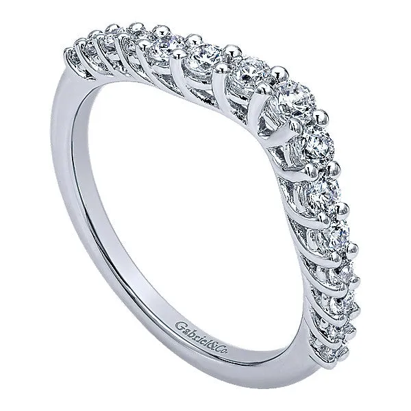 14k White Gold Contemporary Curved Anniversary Band