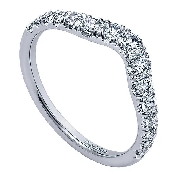 14k White Gold Contemporary Curved Anniversary Band