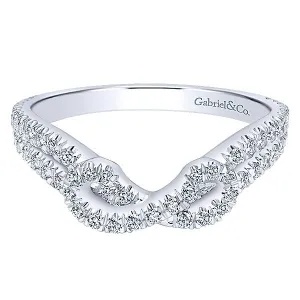 14k White Gold Contemporary Curved Anniversary Band