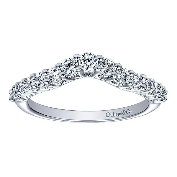 14k White Gold Contemporary Curved Anniversary Band