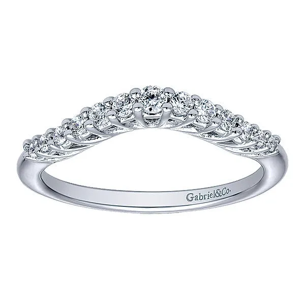 14k White Gold Contemporary Curved Anniversary Band