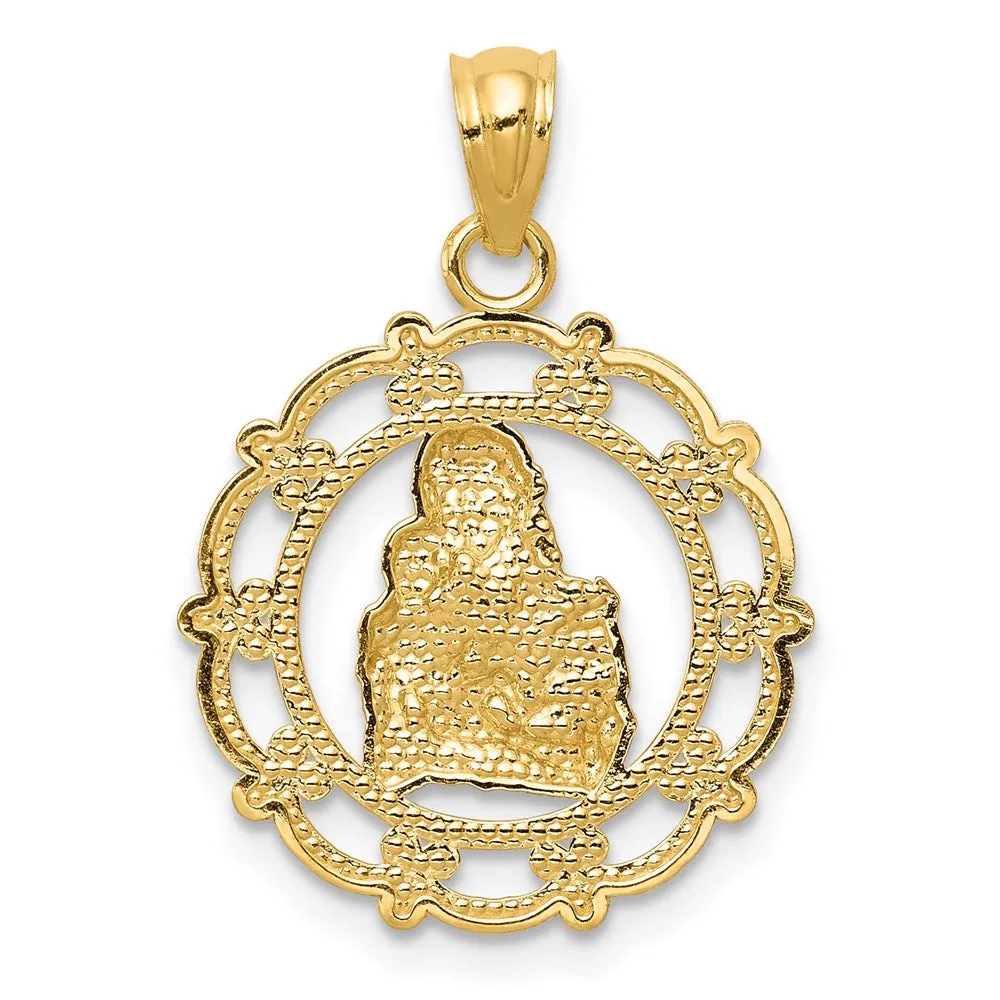 14k w/Rhodium Mother Holding Baby Pendant