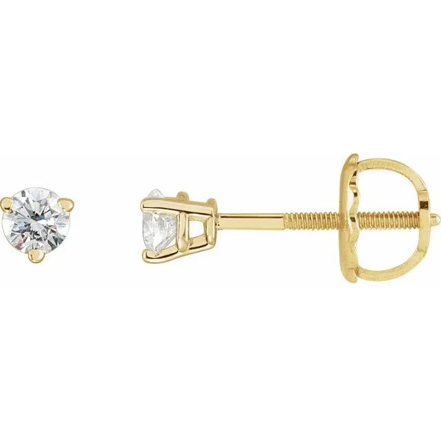 14K Yellow Gold .06 CTW Natural Diamond Threaded Post Earrings