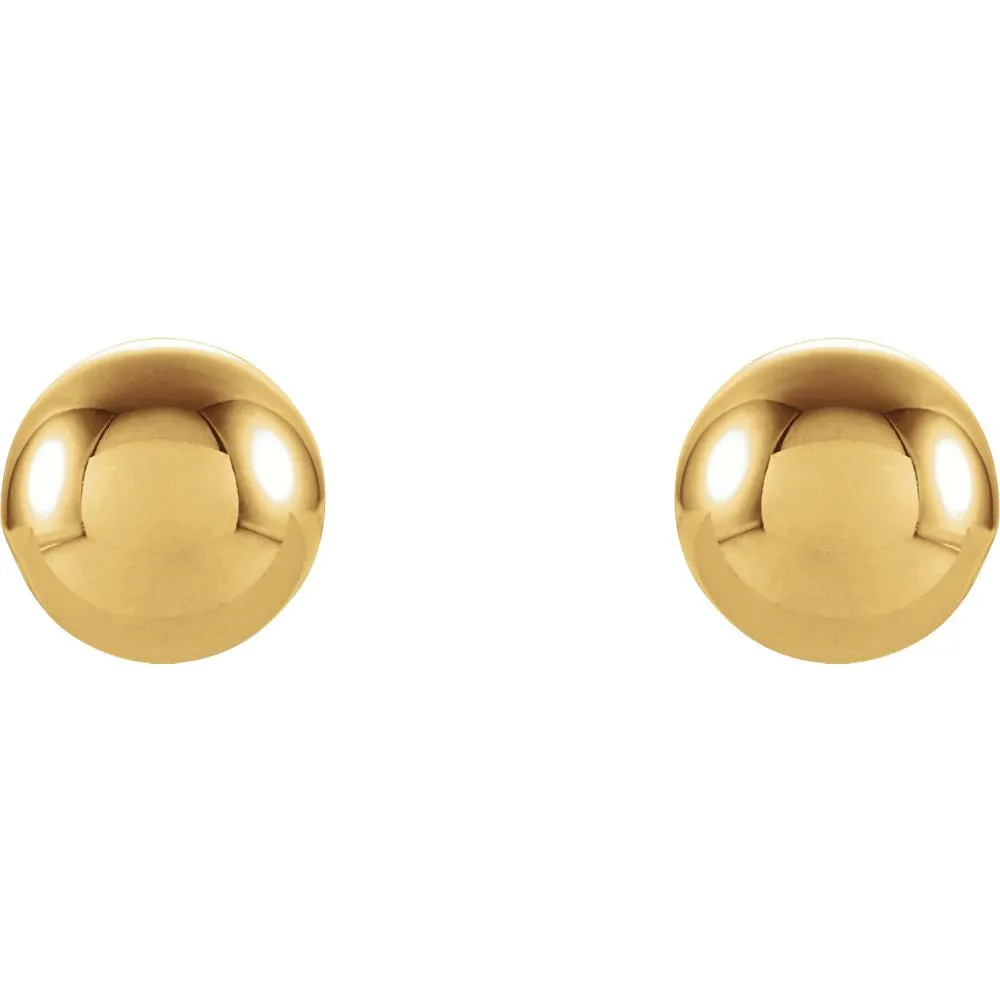 14k Yellow Gold 4mm Round Ball Earrings