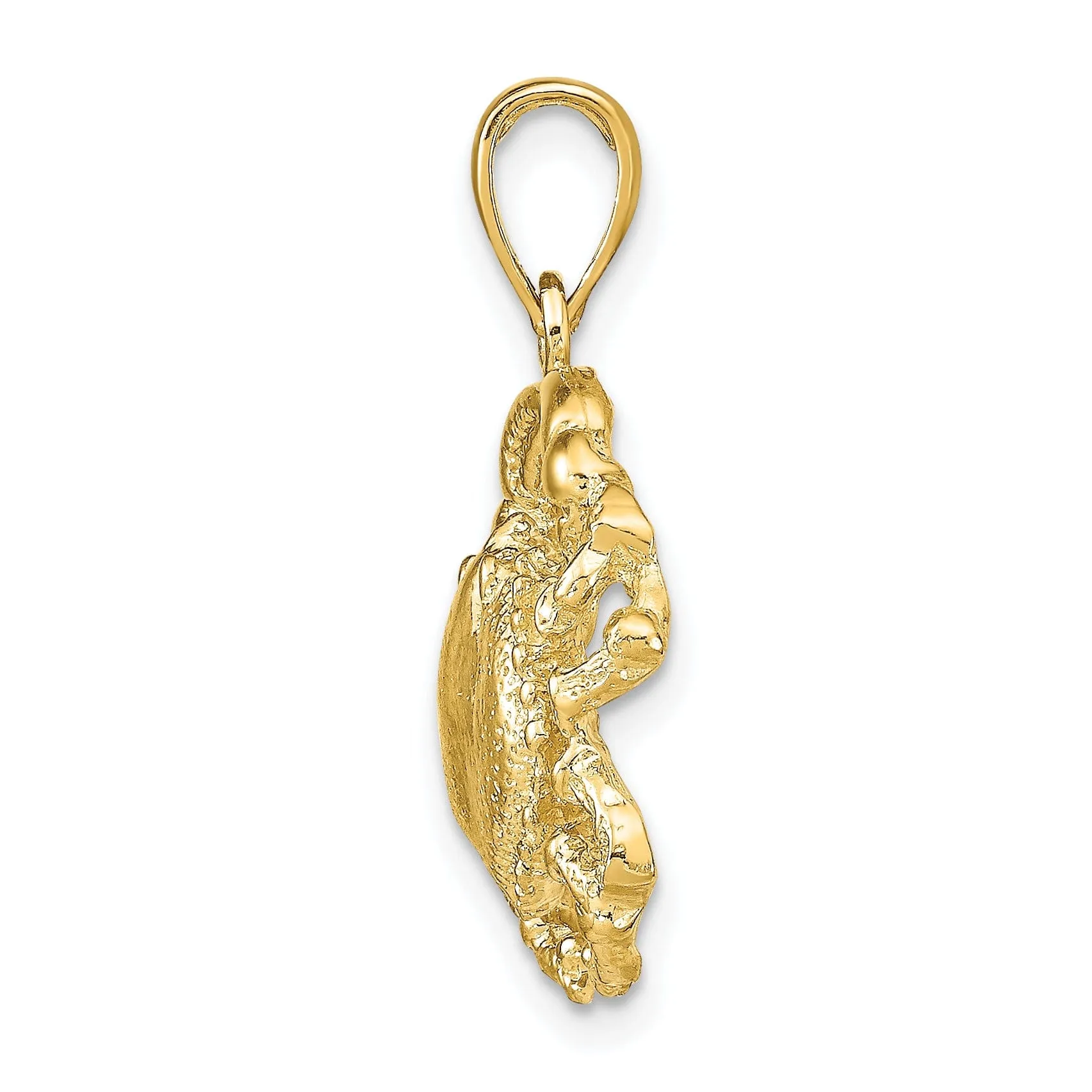 14k Yellow Gold Polish Textured Finish Crab Charm Pendant