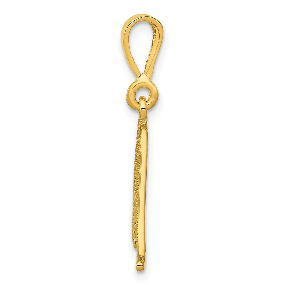 14k Yellow Gold Textured Initial A Charm