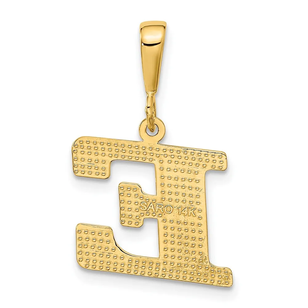 14k Yellow Gold Textured Initial E Charm