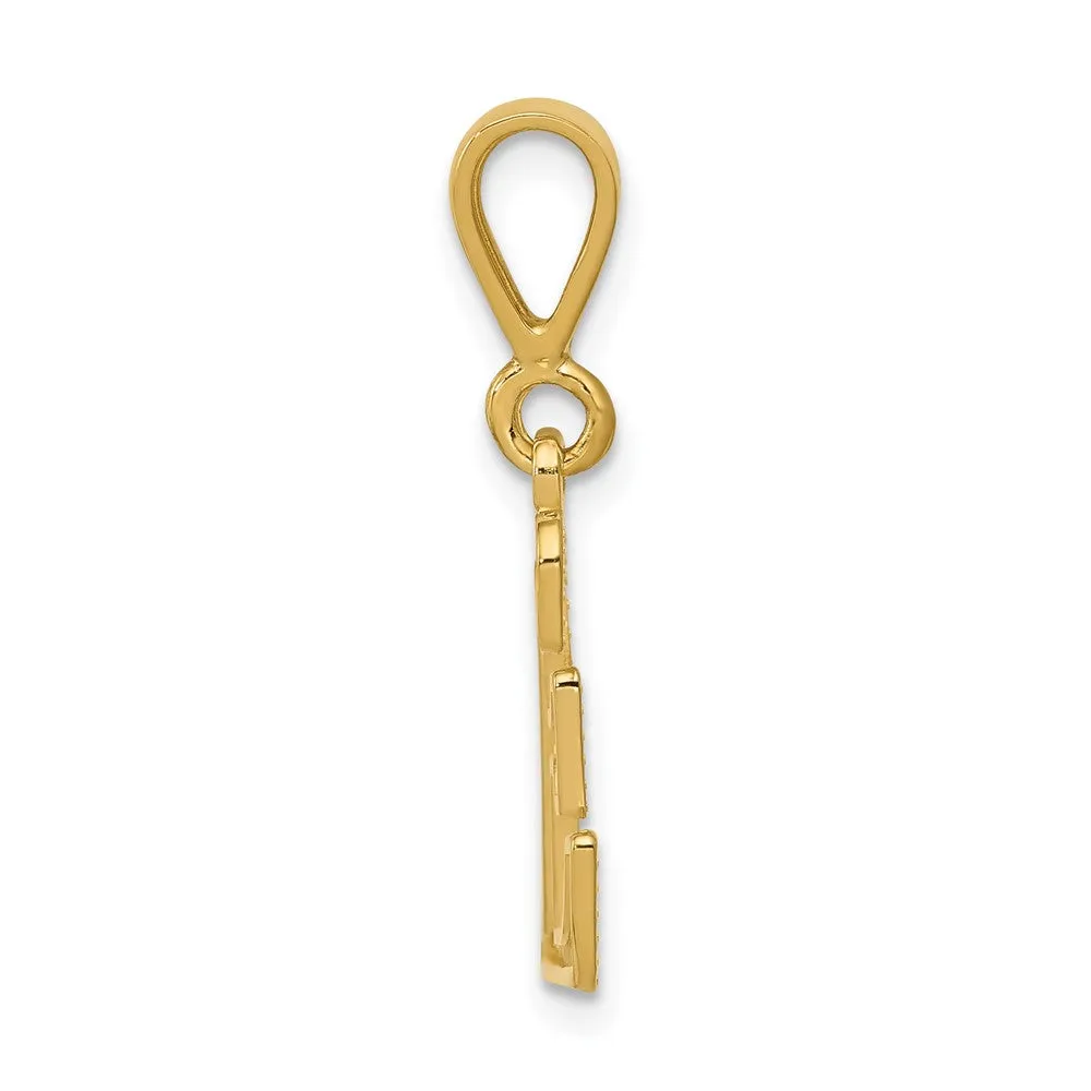 14k Yellow Gold Textured Initial E Charm