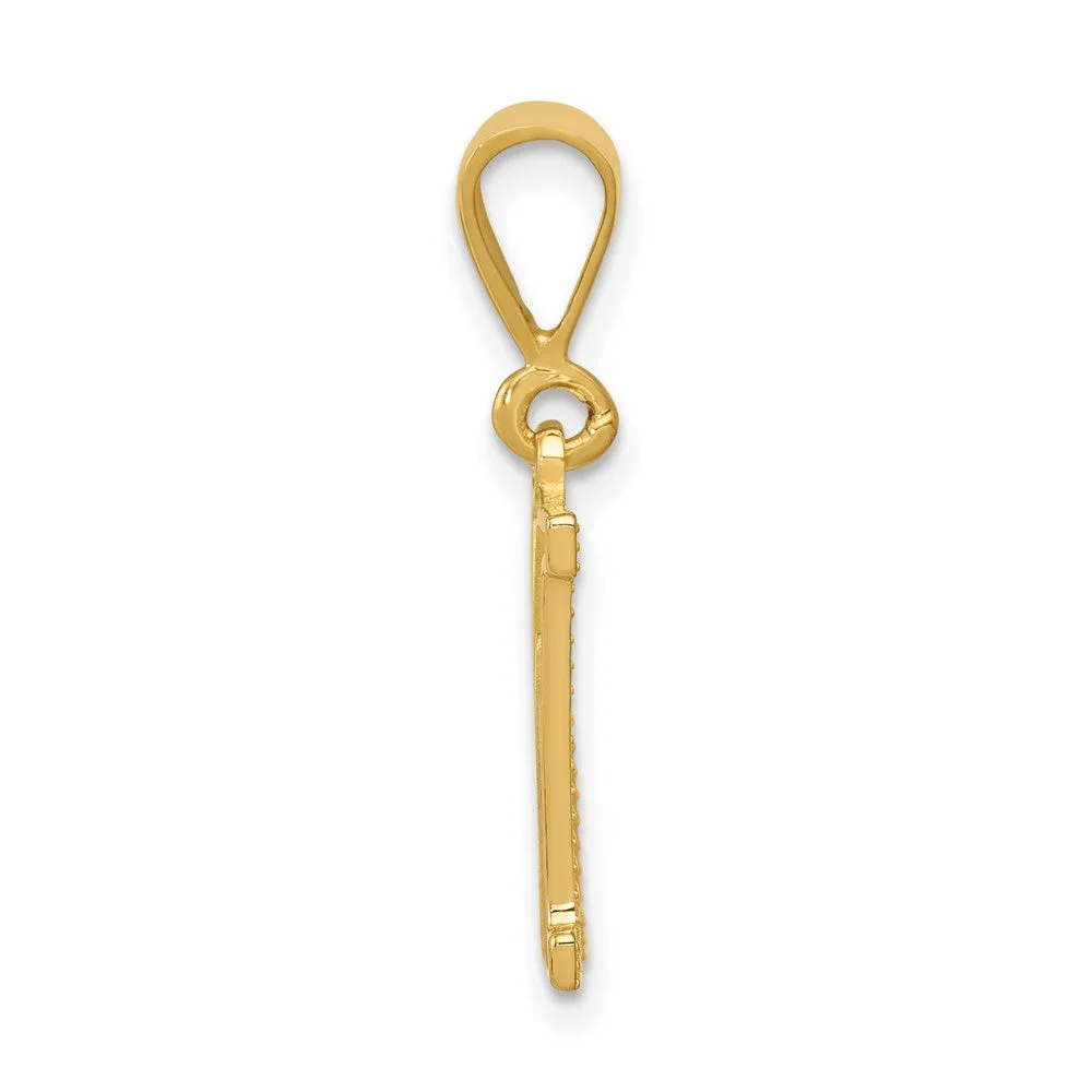 14k Yellow Gold Textured Initial M Charm