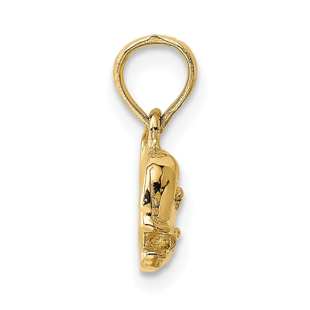 14K Yellow Gold Textured Polished Finish Whale Charm Pendant
