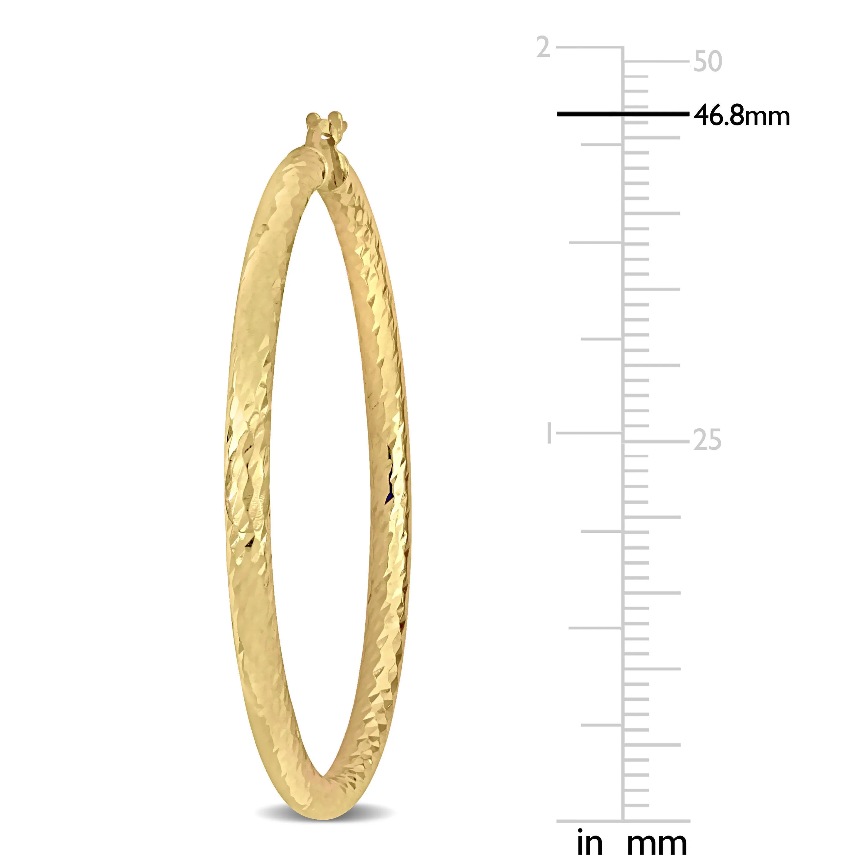 14K Yellow textured 46.8mm 3mm thick Hoop Earrings
