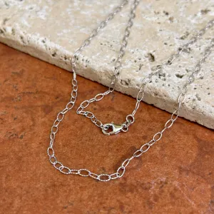14KT White Gold Textured 2.5mm Oval Link Chain Necklace