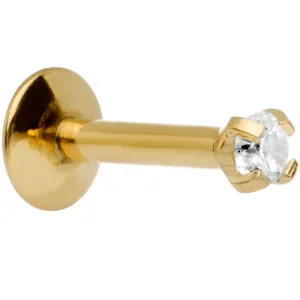 16 Gauge 1/4 Gold IP 2mm Clear Gem Internally Threaded Tragus Earring