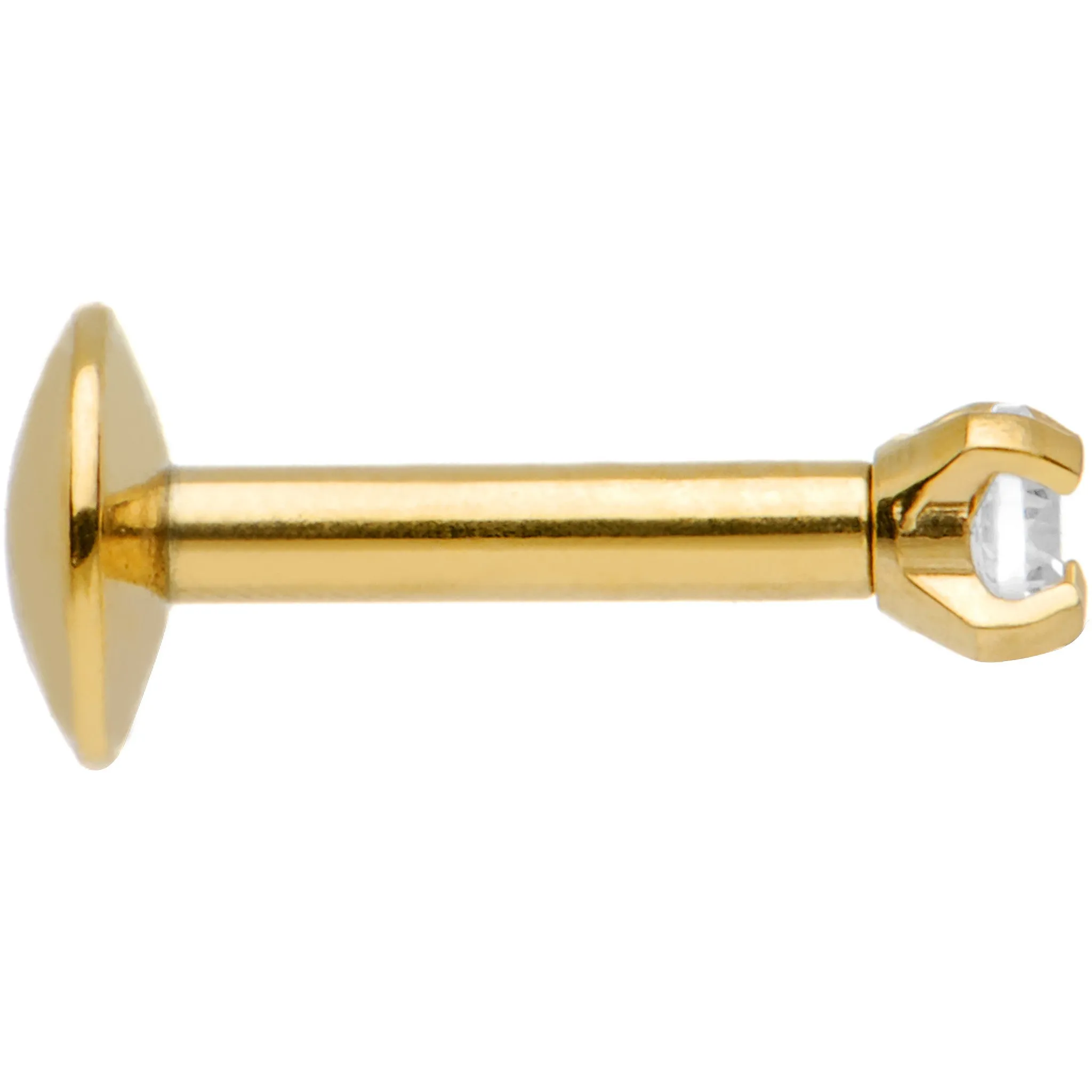 16 Gauge 1/4 Gold IP 2mm Clear Gem Internally Threaded Tragus Earring