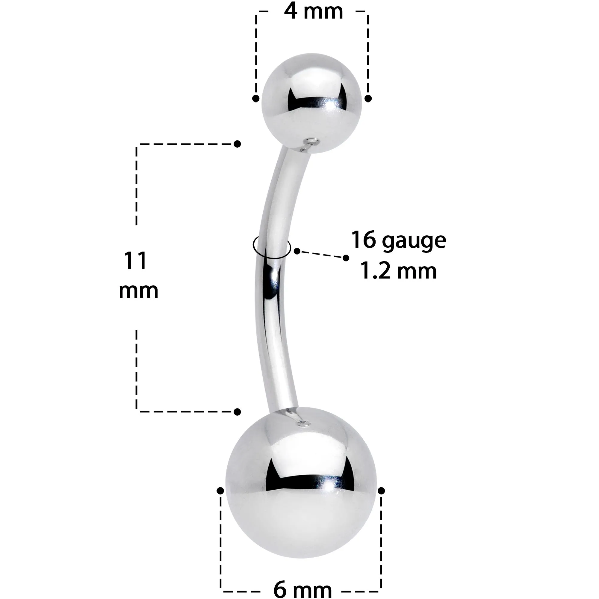 16 Gauge 3/8 Grade 23 Titanium Cartilage Curved Barbell