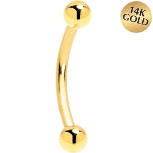 16 Gauge 3/8 Solid 14k Yellow Gold Curved Barbell
