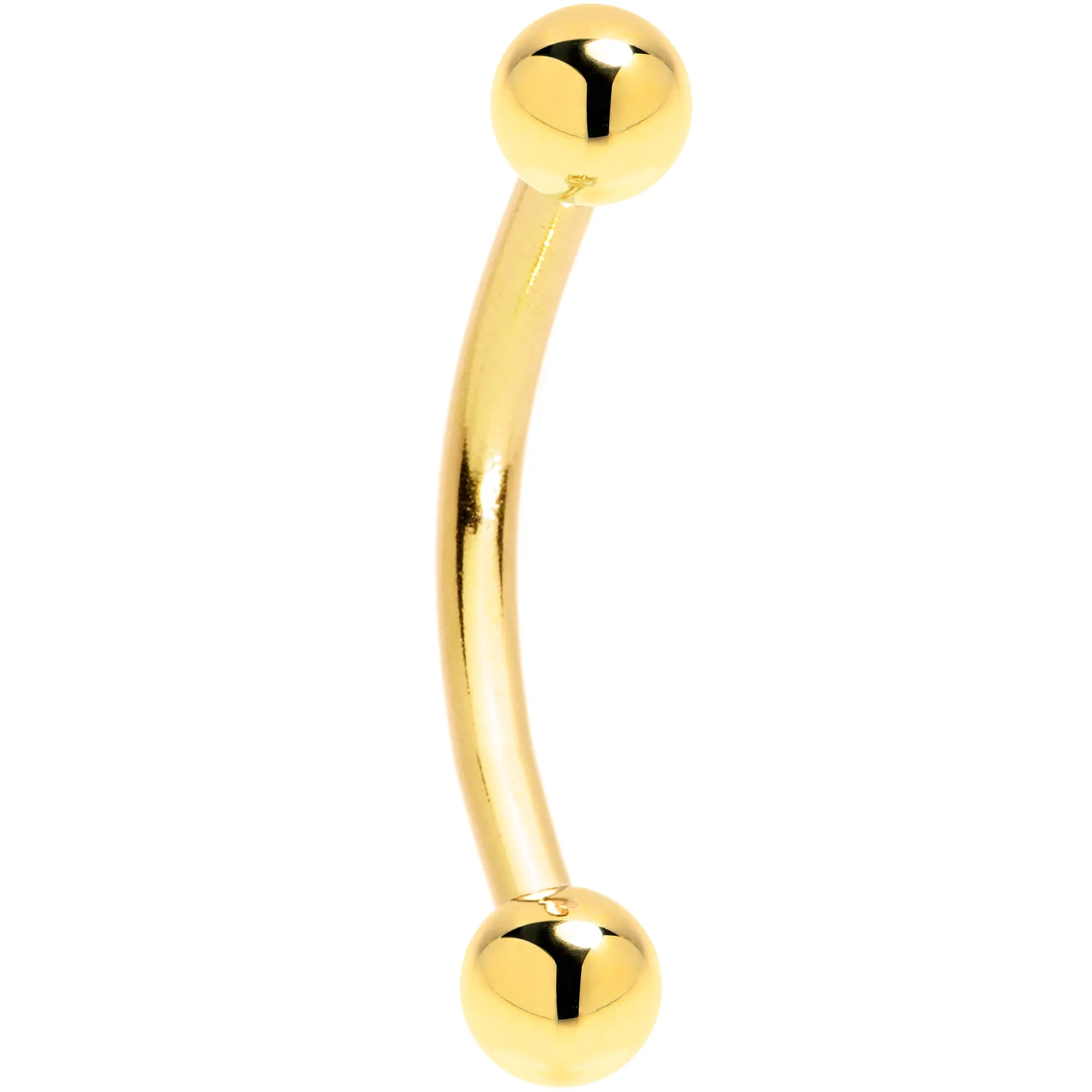 16 Gauge 3/8 Solid 14k Yellow Gold Curved Barbell