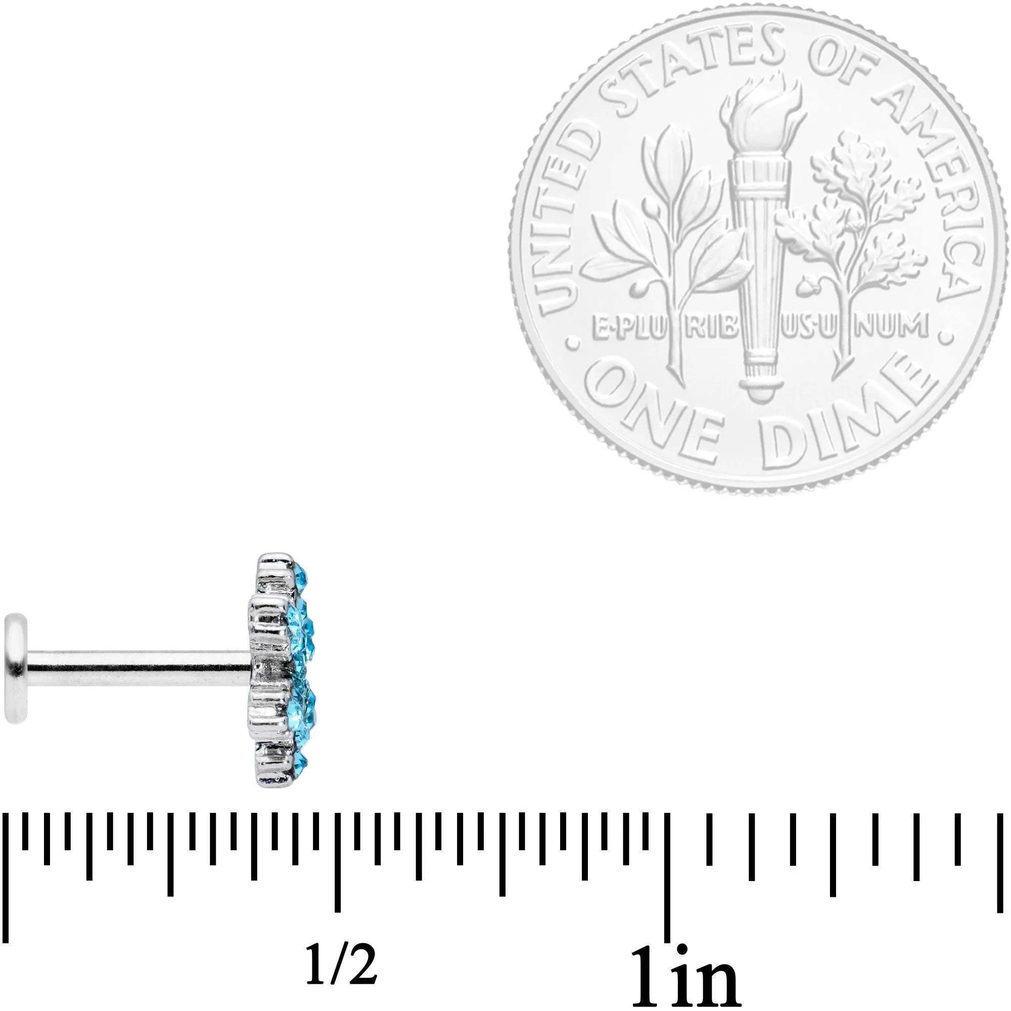 16 Gauge 5/16 Blue CZ Gem Snowflake Internally Threaded Labret Set