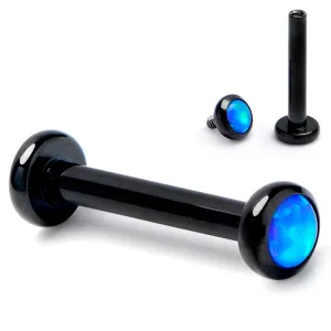 16 Gauge 5/16 Blue Synthetic Opal Black ASTM F-136 Implant Grade Titanium Internally Threaded Labret