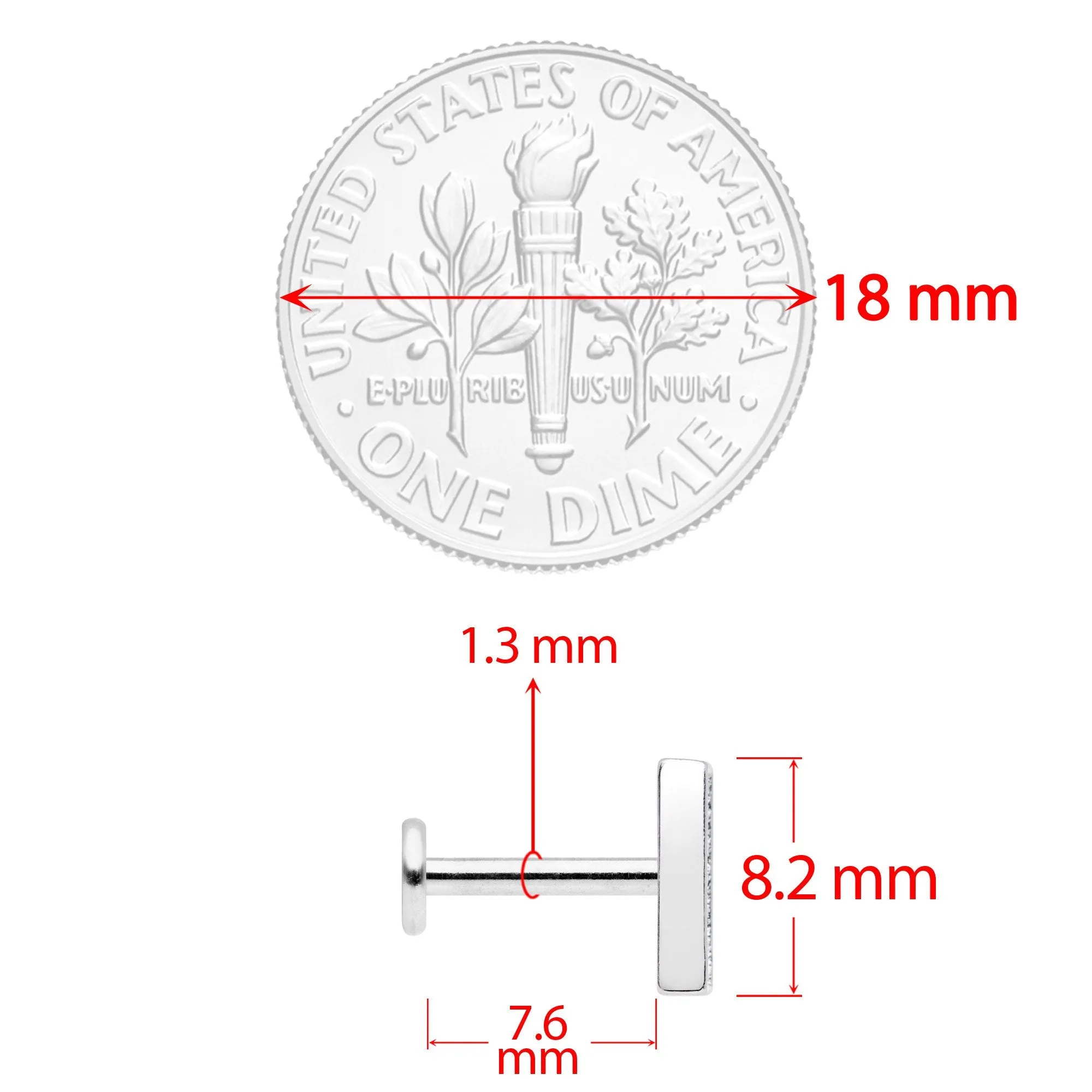 16 Gauge 5/16 Clear Black CZ Bar Internally Threaded Labret Set of 3