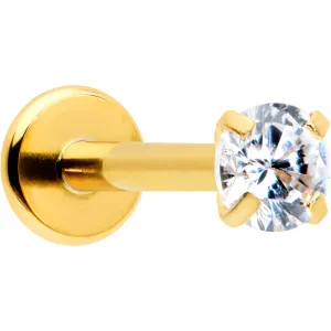 16 Gauge 5/16 Clear Gem Gold Tone Round Internal Thread Labret Tragus