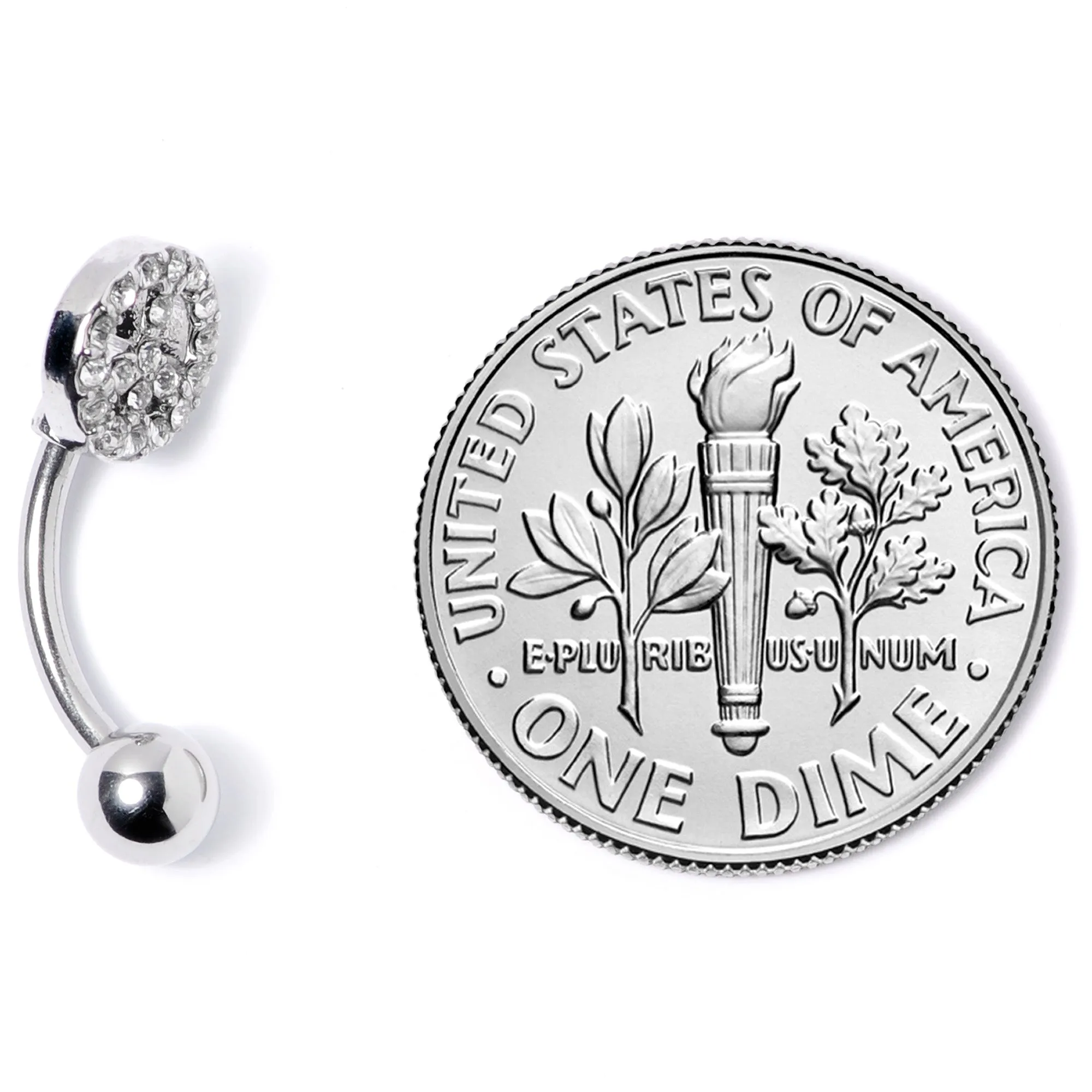 16 Gauge 5/16 Clear Gem Retro Peace Sign Curved Eyebrow Ring