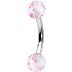 16 Gauge 5/16 Clear Pink Glitter Ends Curved Eyebrow Ring