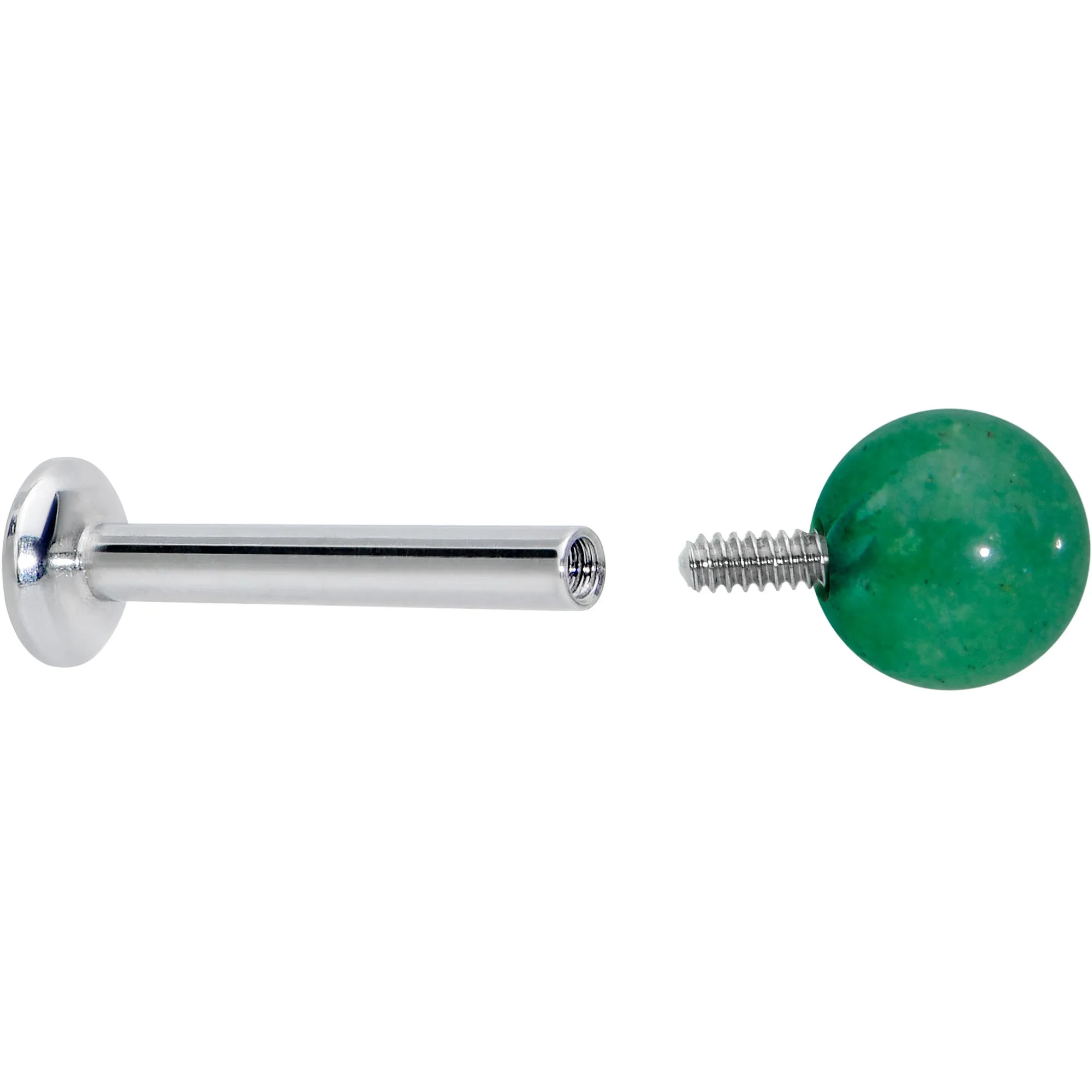 16 Gauge 5/16 Elegant Green Jade Internally Threaded Labret Tragus