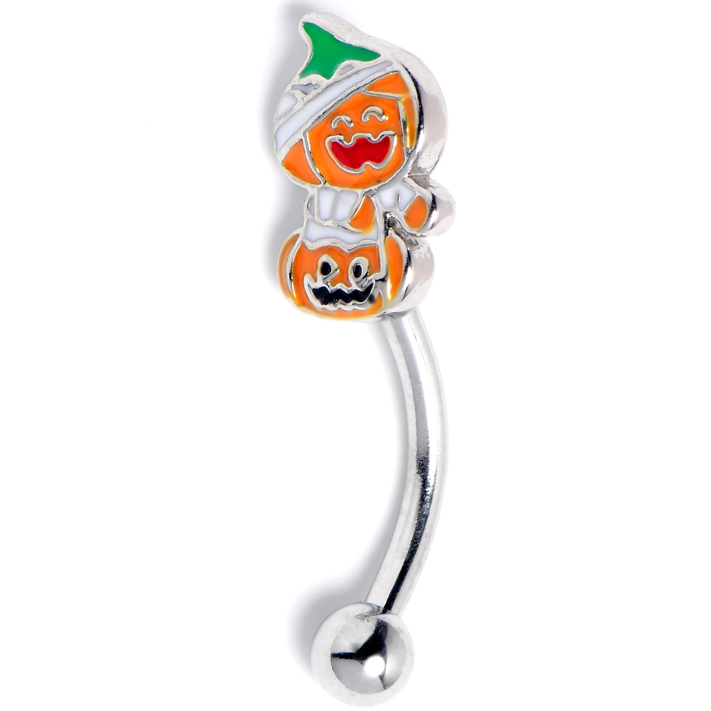 16 Gauge 5/16 Mummy Pumpkin Jack OLantern Curved Eyebrow Ring
