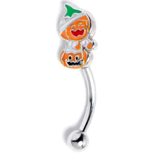 16 Gauge 5/16 Mummy Pumpkin Jack OLantern Curved Eyebrow Ring