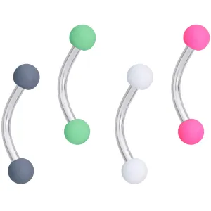 16 Gauge 5/16 Pink Green Matte Curved Eyebrow Ring Set of 4