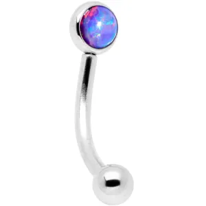 16 Gauge 5/16 Purple Synthetic Opal Flat Set Curved Eyebrow Rook Piercing