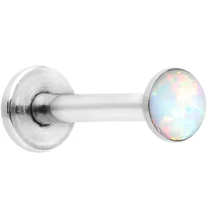 16 Gauge 5/16 Steel 3mm Synthetic White Opal Internal Thread Labret