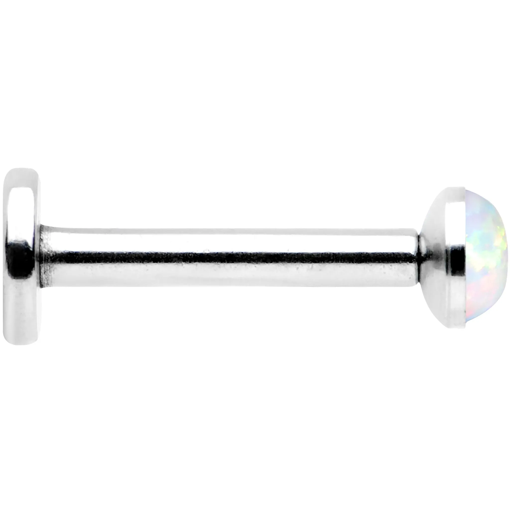 16 Gauge 5/16 Steel 3mm Synthetic White Opal Internal Thread Labret